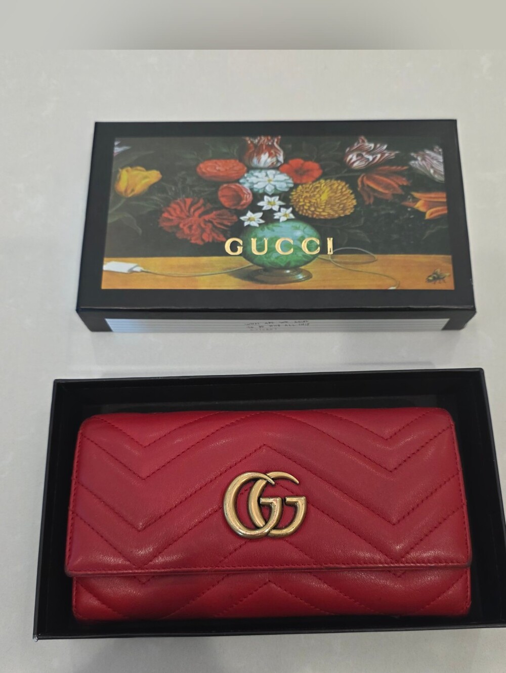 💯Authentic Gucci Red Matelasse Leather GG Gucci Quilted Leather Wallet